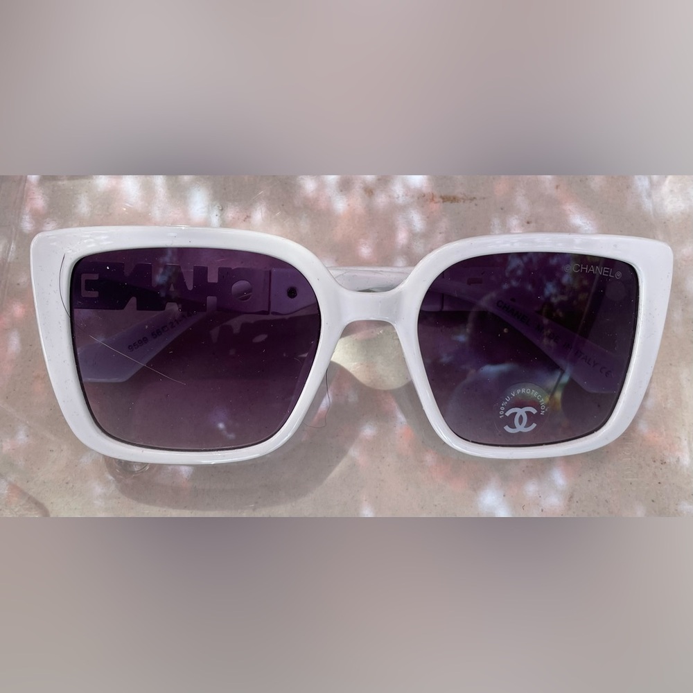 White Sunglasses with Purple Lenses